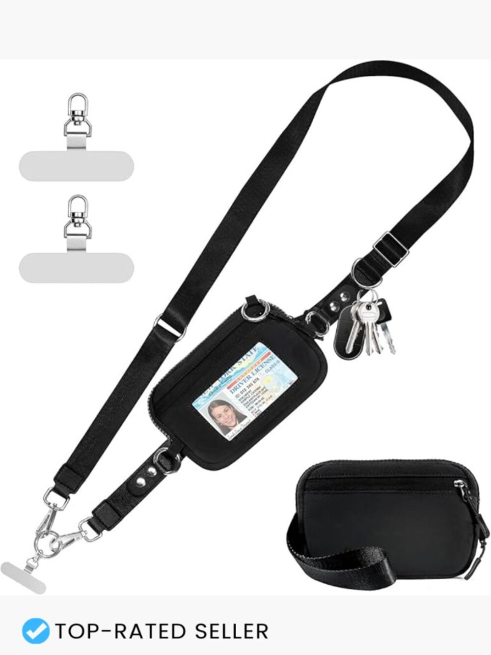 Crossbody Phone Lanyard Adjustable Detachable RFID Wristlet Wallet with ID